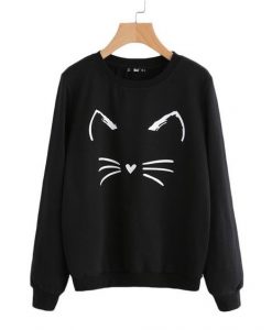 Cat Mustache Black Sweatshirt AZ3D